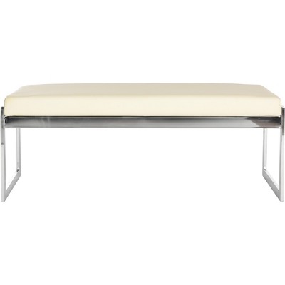 Kitson Bench - Cream/Chrome - Safavieh