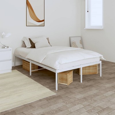 vidaXL Metal Bed Frame White 53.1 in.x74.8 in.