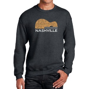 LA Pop Art Nashville Guitar - Men's Word Art Crewneck Sweatshirt - 1 of 4
