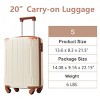 FURNIinspire Luggage 20 Inch Carry On Luggage, Lightweight Durable Suitcase with Wheels for Travel Business, White, 8.3"*13.6"*21.5" - 3 of 4