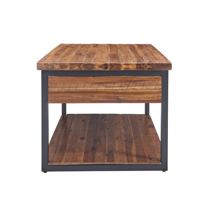 Claremont Rustic Wood Coffee Table with Low Shelf Dark Brown - Alaterre Furniture, 5 of 11