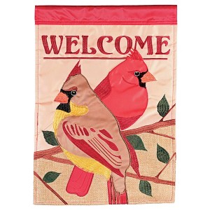 Dicksons Magnolia Garden Welcome Cardinal Redbirds Red 18 x 13 Polyester Outdoor Garden Flag - 1 of 1