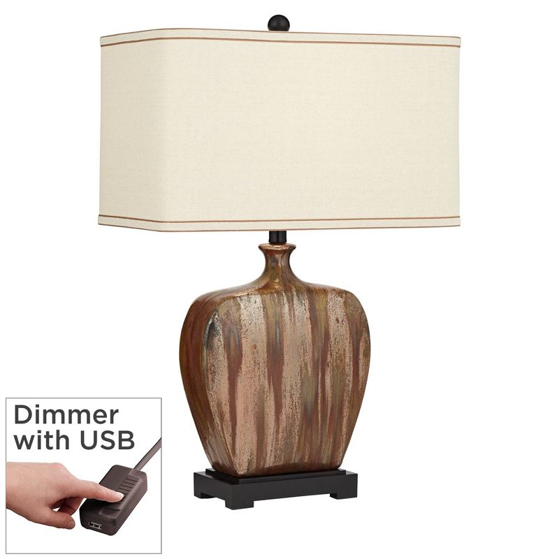 Possini Euro Design Julius Modern Table Lamp 27" Tall Copper with USB Charging Port Dimmer Switch Drip Ceramic for Bedroom Living Room Bedside Office, 2 of 10