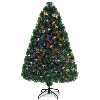 Costway Pre-Lit Fiber Optic Artificial PVC Christmas Tree Metal 4Ft