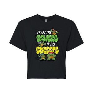 Women's - Teenage Mutant Ninja Turtles Mutant Mayhem - From The Sewers To The Streets Cropped Graphic T-Shirt - 1 of 4