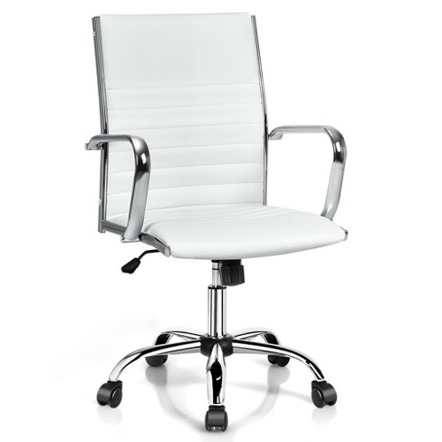 Costway Pu Leather Office Chair High Back Conference Task Chair W/armrests White : Target