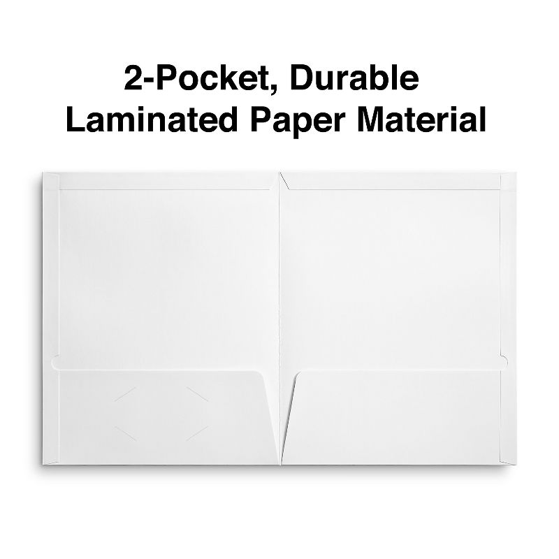 MyOfficeInnovations 2-Pocket Laminated Folders White 10/Pack (13375-CC) 905465, 3 of 5