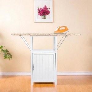 ORRD Solid Wood Folding Ironing Board with Storage Cabinet Heat Resistant Sponge for Small Spaces Laundry Room Antique White - 1 of 4