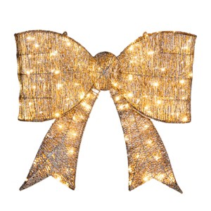 Syemin Decorative Holiday Scene Props Outdoor Giant Bowknot Christmas Decoration for Front Door Gate Wall Holiday Party, Gold, 28.3"*28.3"*26.8" - 1 of 4