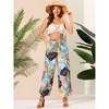 Allegra K Women's Tropical Floral Casual Elastic Waist Wide Leg Palazzo Pants - 3 of 4