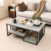 Costway Faux Marble Coffee Table Rectangular 2-Tier Center Table with Open Storage Shelf - 2 of 4