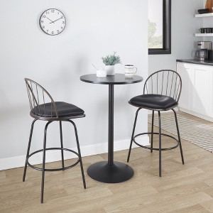 26" Faux Leather Farmhouse Fixed-Height Counter Stool with Removable Seat and Swivel for Kitchen or Island (Set of 2) - 1 of 4