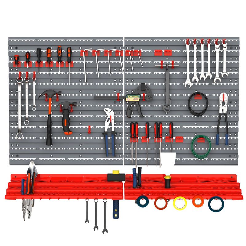 DURHAND 54 Piece Pegboard and Shelf Tool Organizer Wall Mounted DIY Garage Storage with 50 Hooks, 4 of 9