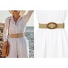 INSPIRE CHIC Women's Straw Rattan Oval Wooden Buckle Elastic Woven Wide Stretch Belts - 4 of 4
