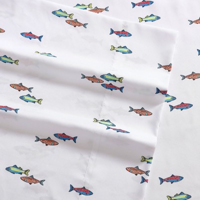 Fish Lake Twin Cotton Polyester Microfiber Sheet Set