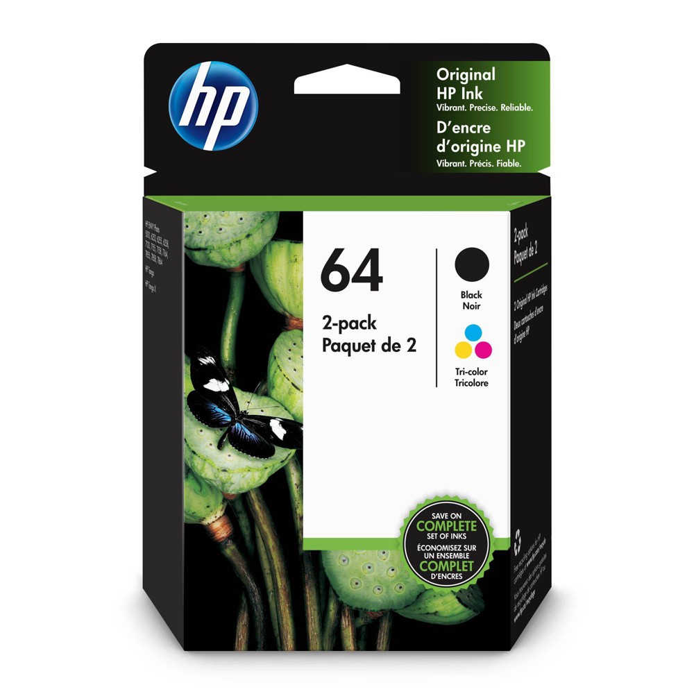Photos - Printer HP 64 High Yield Original Ink Cartridges - Black, Tri-color  (X4D92AN#140)