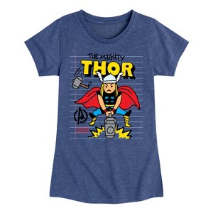Girls' - Marvel - Thor Doodle Fitted Short Sleeve Graphic T-Shirt - 1 of 4