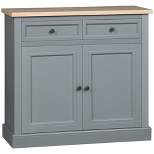 HOMCOM Sideboard Buffet Cabinet with Storage Drawers, 2 Door Kitchen Storage Cabinet with Adjustable Shelves, Coffee Bar for Living Room, Dark Gray