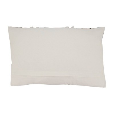 Beige and Blue Textured Woven Striped Throw Pillow