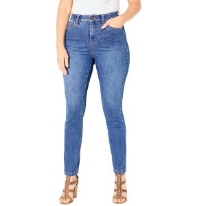 Catherines Women's Plus Size Synergy Slimming Straight Leg Jean - 1 of 4