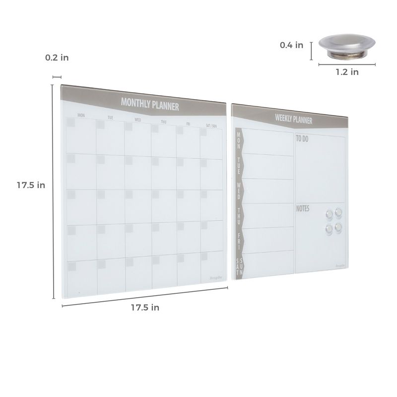 ECR4Kids MessageStor 17.5in x 17.5in Magnetic Dry-Erase Calendar Glass Boards and 4 Magnets, 2-Pk, 3 of 10