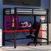 Whisen Twin Size Gaming Metal Loft Bed Frame with LED Light and Desk - 3 of 4