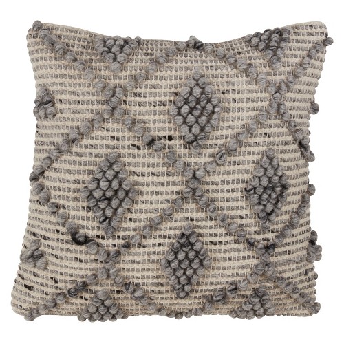 18"x18" Diamond Weave Square Throw Pillow Gray - Saro Lifestyle