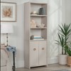Sauder 70" 5 Shelf Grand Coast Bookcase with Doors Dove Linen - 3 of 4