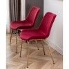 Kumasinova Contemporary 3-Piece Dining Set, White Round Dining Table with 2 Velvet Chairs (Gold-Plated Legs) for Living Room - 2 of 4