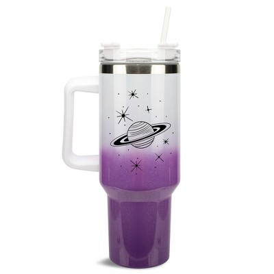 Elanze Designs Saturn Planet Rings Galactic Stars 40 oz. Stainless Steel, Large Water Bottle Coffee Mug, Spill & Leak Resistant, Thermal Travel