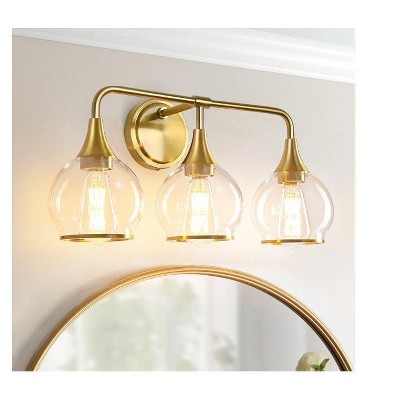 KAISITE 2 - Light Black and Gold Dimmable Bathroom Vanity Light with Globe Glass Shade