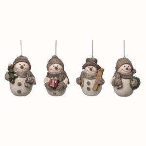 Transpac Resin Merry Snowman Ornament Set of 4 Christmas Home Decorations - 1 of 1