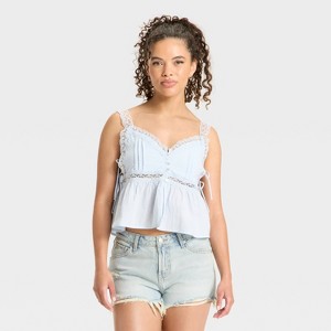 Women's Lace Trim Babydoll Flyaway Tank Top - Wild Fable™ - 1 of 3