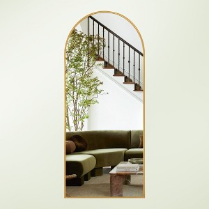 CENGHU Freestanding Mirror Arched Floor Mirror Large Standing Mirror Aluminum Alloy Frame Oversized Mirror Full Length for Living Room Bedroom - 1 of 4