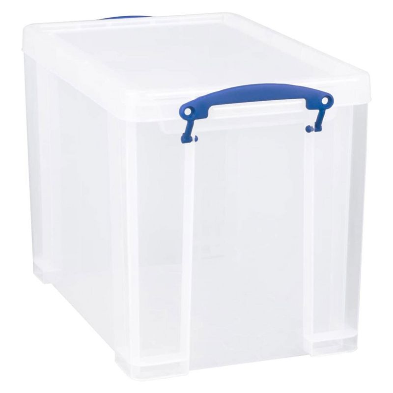Really Useful Box 19 Liter Plastic Stackable Storage Container w/ Snap Lid & Built-In Clip Lock Handles for Home & Office Organization, Clear (5 Pack), 2 of 7