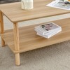 Modern 2-Tier Coffee Table with Open Shelf & Rounded Wood Legs, Rectangular Sofa Table for Living Room or Office - 3 of 4