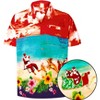 LA LEELA Men's Beach Button Down Funky Christmas Party Dress Shirt Holiday Hawaiian Santa shirts for Men XS Beach Reindeer Sleigh, Orange - 2 of 4