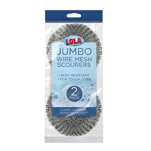 Steel Wool Wire Mesh Scouring Pad, 4" Jumbo, Galvanized Steel, Heavy Duty Cleaning, Abrasive Scrubber, for Pots, Pans, Ovens, Grills - 2 Pack - 1 of 4