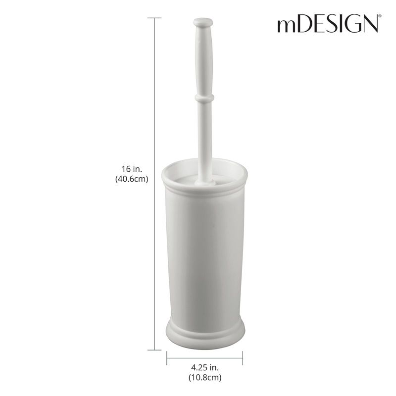 mDesign Plastic Compact Bathroom Toilet Bowl Brush and Holder, 3 of 8