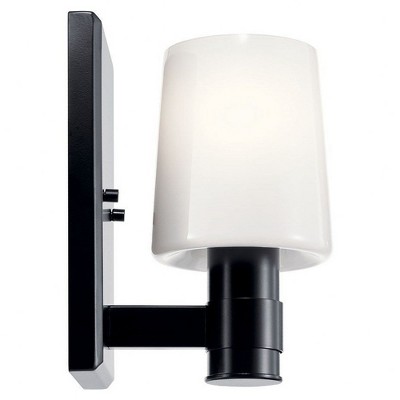 Adani Black Steel Wall Sconce with Opal Glass Shade