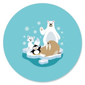 Big Dot of Happiness Arctic Polar Animals - Winter Baby Shower or Birthday Party Circle Sticker Labels - 24 Count - 1 of 4