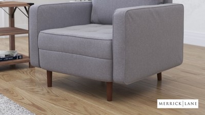 Slate Gray Mid-Century Modern Wood Accent Chair