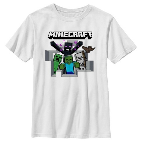 Boy's Minecraft Enemy Mobs T-shirt - White - X Small : Target