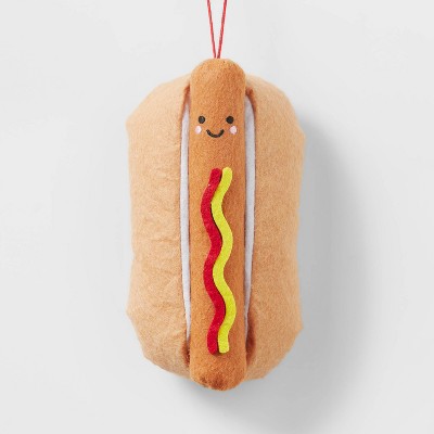 Stuffed Felt Hot Dog Christmas Tree Ornament Brown - Wondershop™