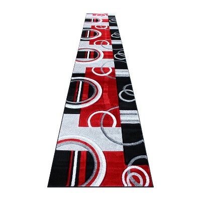 Emma and Oliver Olefin Accent Rug with Modern Geometric Pattern with Natural Jute Backing