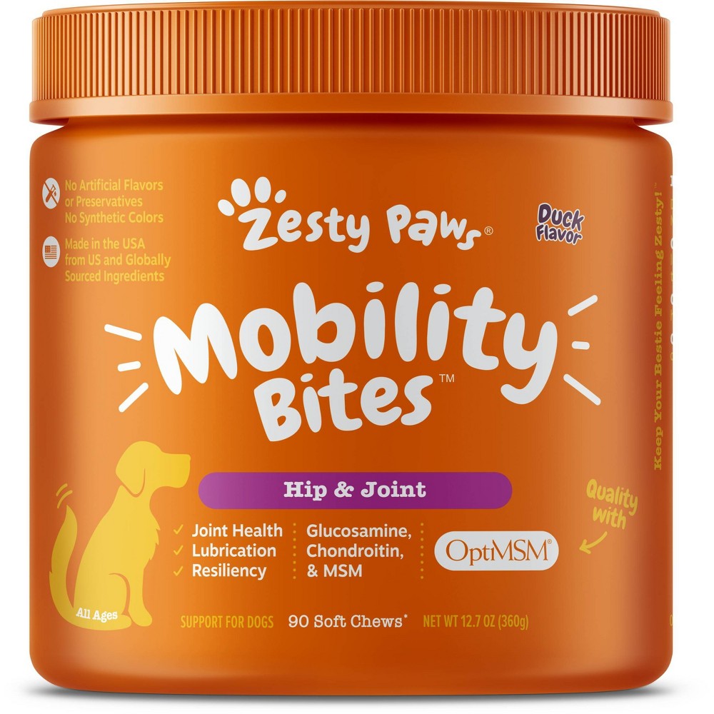 Photos - Dog Medicines & Vitamins Zesty Paws Hip & Joint Mobility Soft Chews for Dogs - Duck Flavor - 90ct 