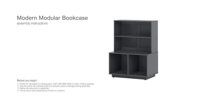 Modern Modular Kids&#39; Bookcase Dark Gray - Pillowfort&#8482;, 2 of 9, play video