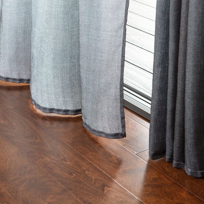 Black Gray Ombre Sheer Polyester Window Curtain Panels 52 x 63 Inches