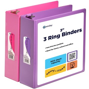 3 Inch Binder (2 Pack) Pink and Purple 3 Ring Binder 3 inch, Three Ring Binder, 3 inch 3 Ring Binder, Clear View Cover with 2 Inside Pockets - 1 of 4