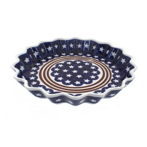 Blue Rose Polish Pottery 1331 Zaklady Scallop Quiche Dish - 1 of 1
